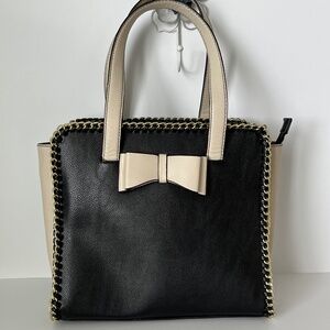 Betsey Johnson “Tough Love” Large Black Vegan Leather Tote Style Shoulder Bag